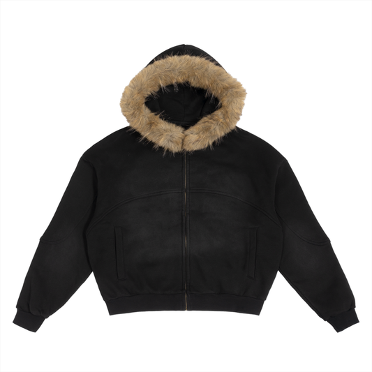 EGNOVA DETACHABLE FUR HOODIE
